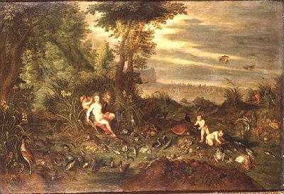 An Allegory of Water: A Sea Nymph by a Reedy Shore with Fish, Shells ...
