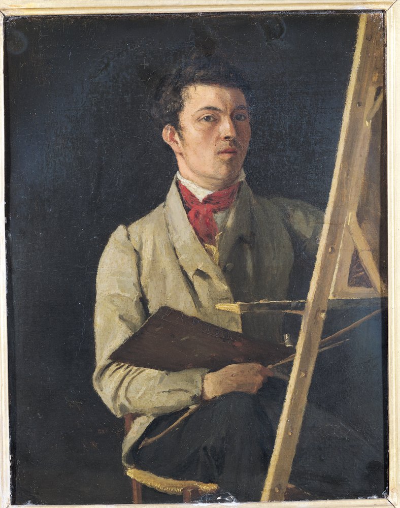 Self Portrait, Sitting Next to an Easel, 1825