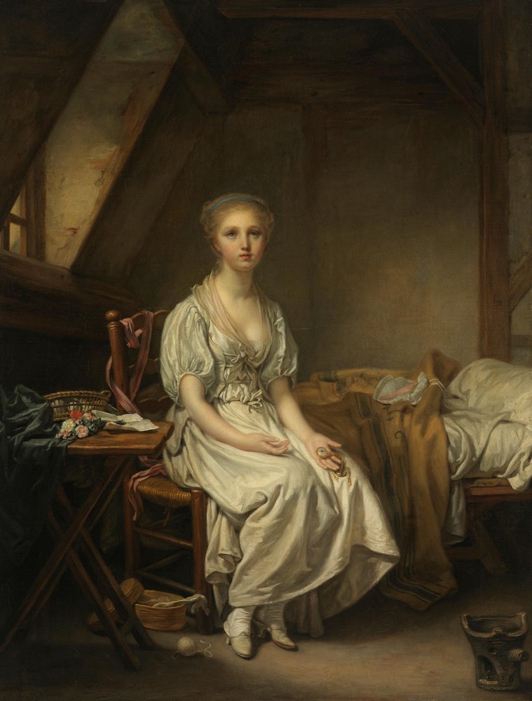The Complaints of the Clock (The Wavering Virtue) by Jean-Baptiste Greuze