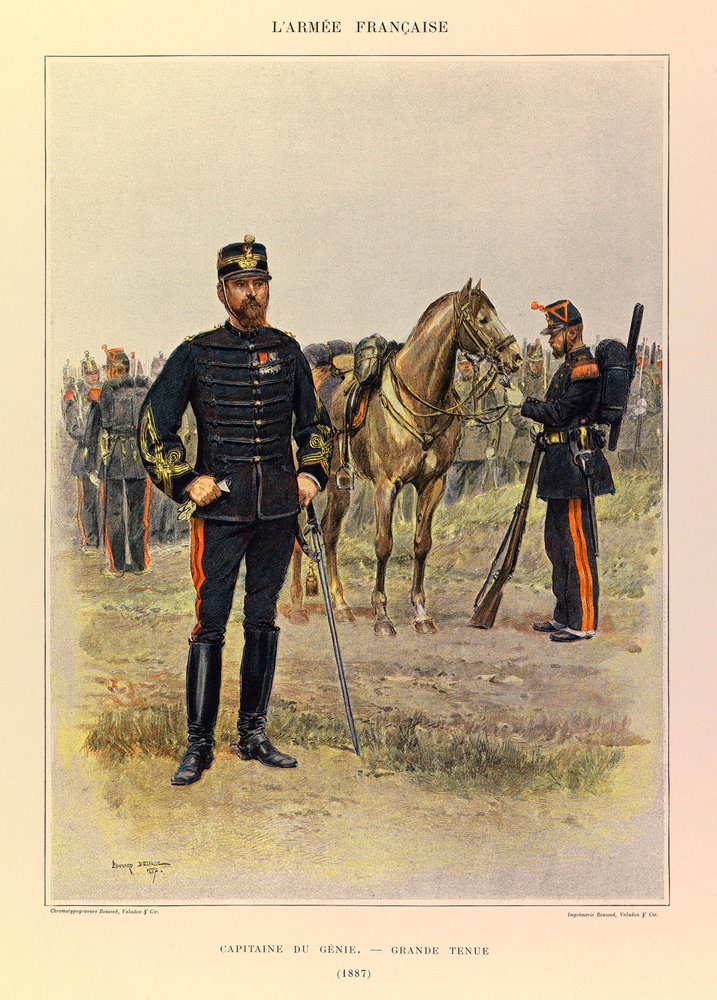 Captain of the Genie in great outfit in 1887 (Types and uniforms of the ...