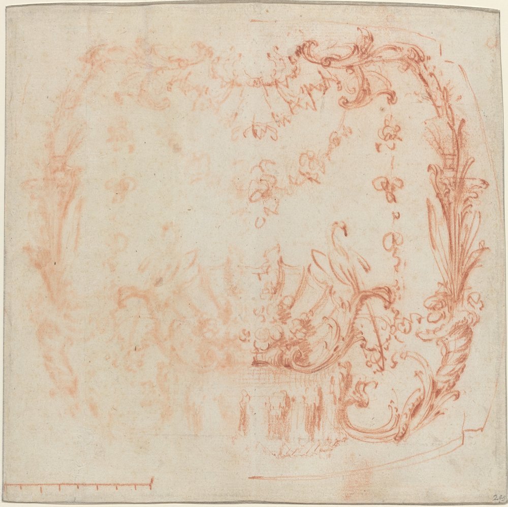 Rococo Wall Design with a Fountain and Swans