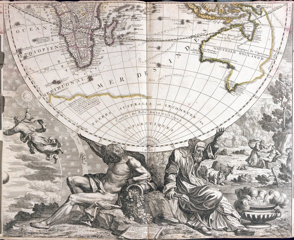 Map of the southern hemisphere of the world