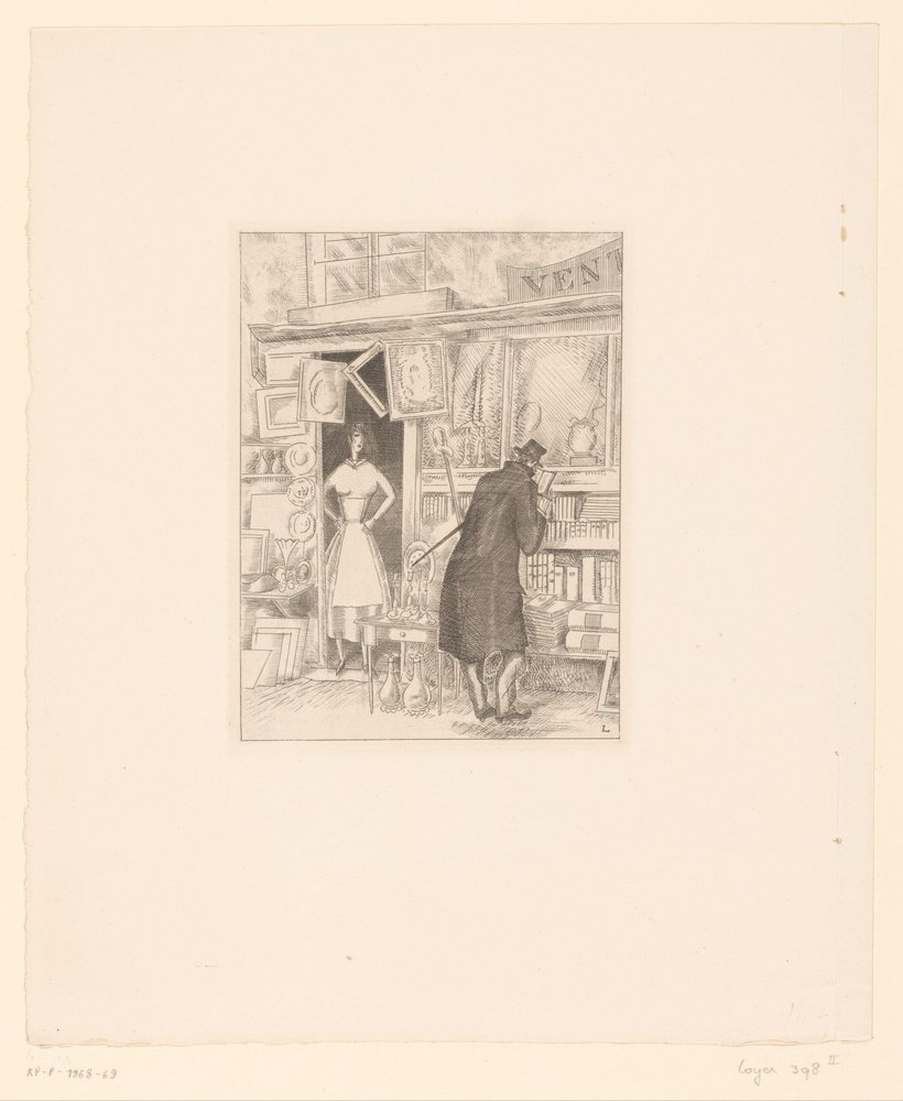 Customer Browsing in an Antique Shop by Jean-Emile Laboureur