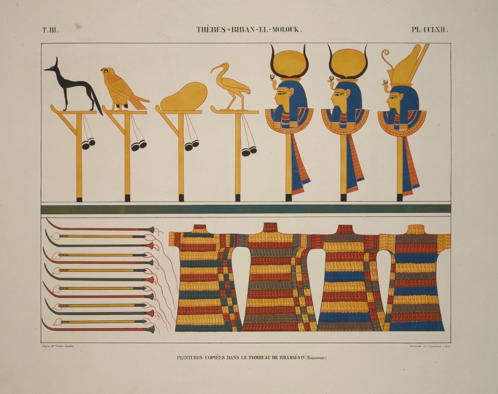 Weapons and Signs, Thebes, Biban-el-Molouk, illustration from ...