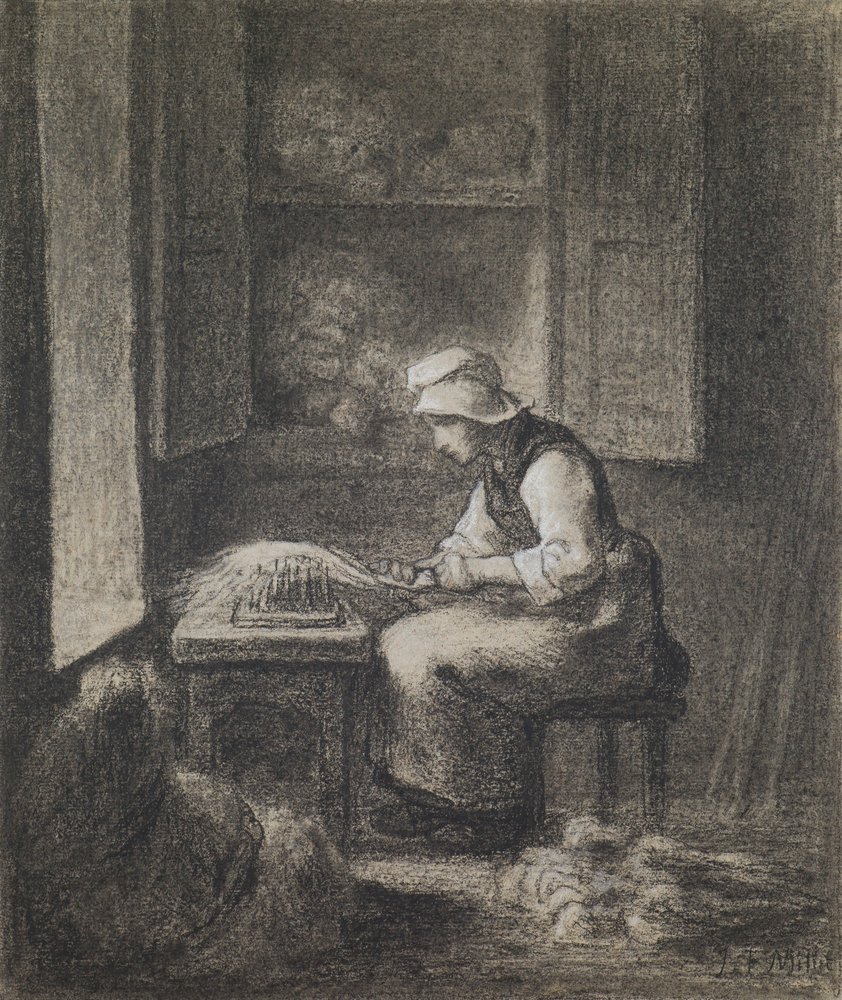 The Carder by Jean-Francois Millet: Premium art reproduction