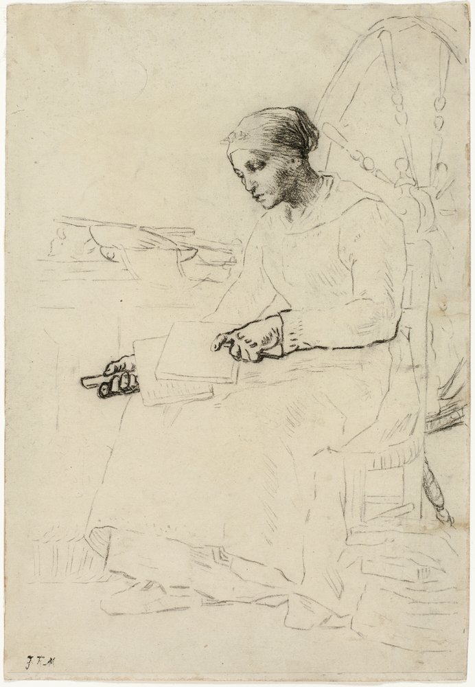 The Wool Carder (recto); Fragmentary Sketch of Man Standing by Fence ...