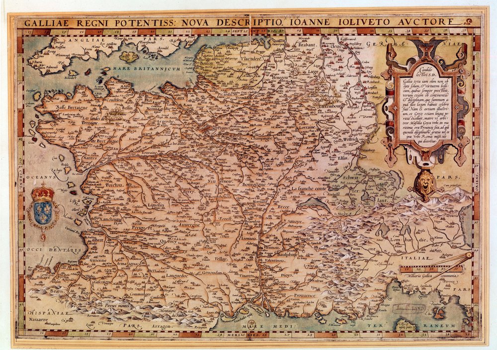 Geographic Map of France by Jean Jolivet (16th Century)