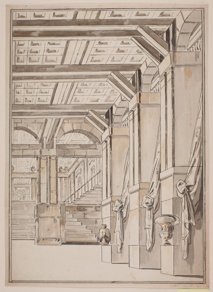 A Hall with a Staircase in the Background by Jens Petersen Lund