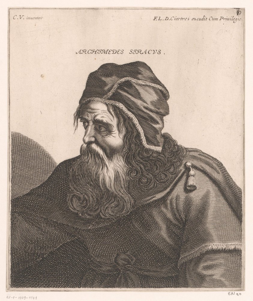 Portrait of Archimedes. Archimedes of Syracuse. (title on object) Busts of philosophers and kings (series title) by Jerôme David (attributed to)