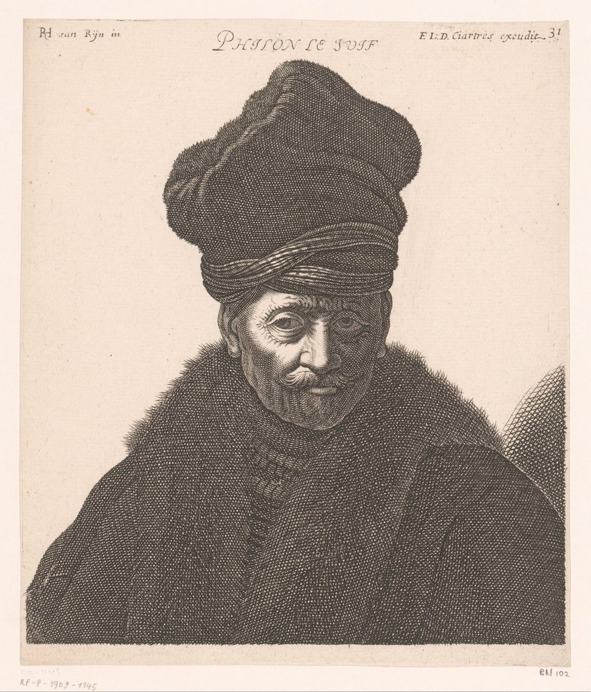 Portrait of Philo of Alexandria, Philo the Jew (title on object), Busts of philosophers and kings (series title) by Jerôme David (attributed to)