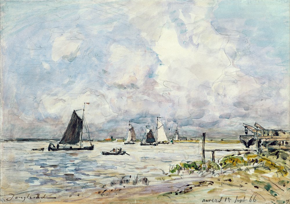 A Landing Stage on the Escaut by Johan-Barthold Jongkind