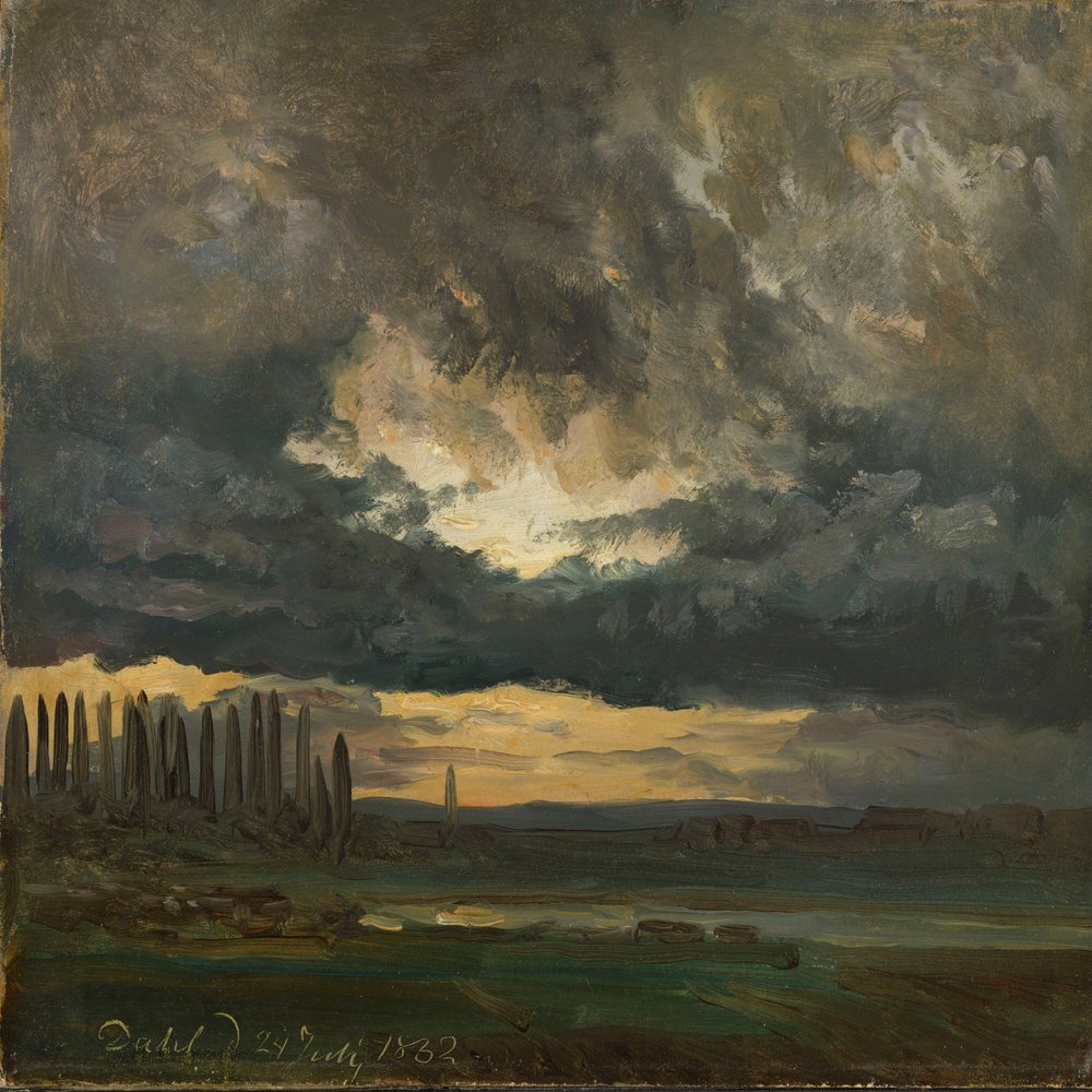 Stormy Sky over Poplars by the Elbe by Johan Christian Dahl