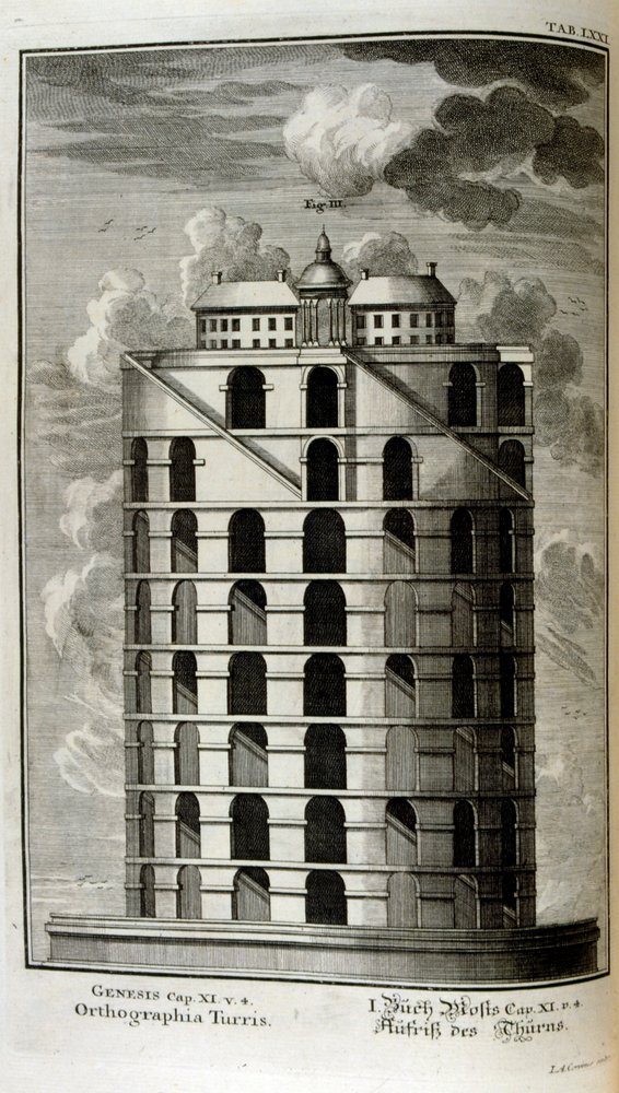 Plan of the Tower of Babel seen from the side