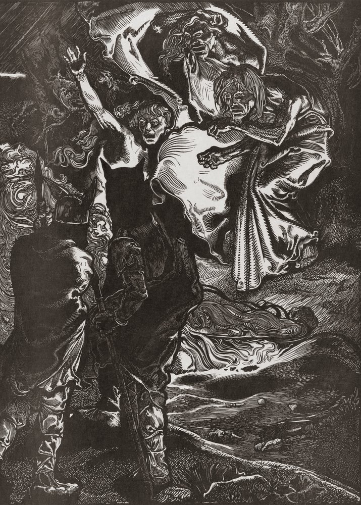 Macbeth and Banquo meet the three witches, 20th century