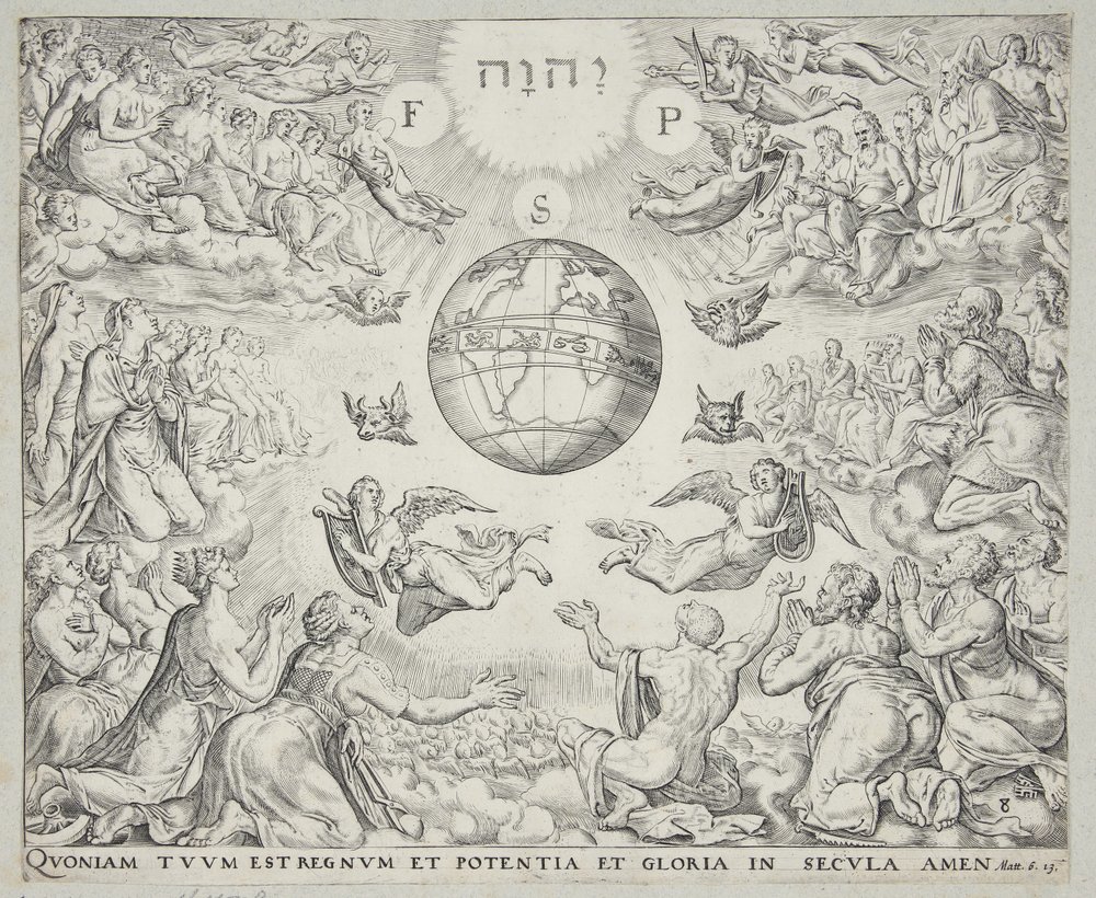 Adoration of the Trinity in heaven by Johannes Wierix