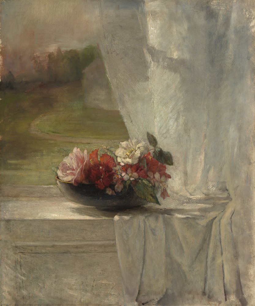 Flowers on a Window Ledge, c. 1861 by John La Farge or Lafarge