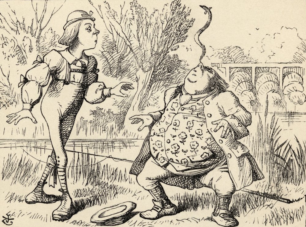Father William balancing an eel on his nose, from 'Alice's Adventures ...