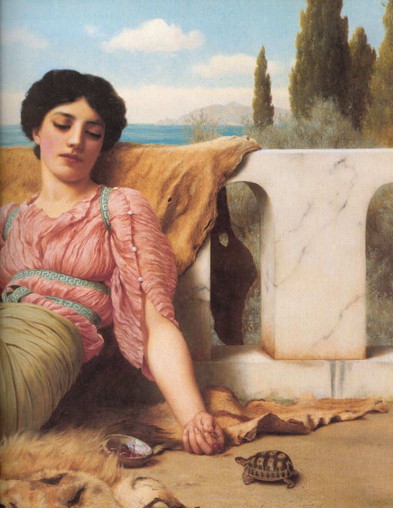 A Quiet Pet, detail by John William Godward