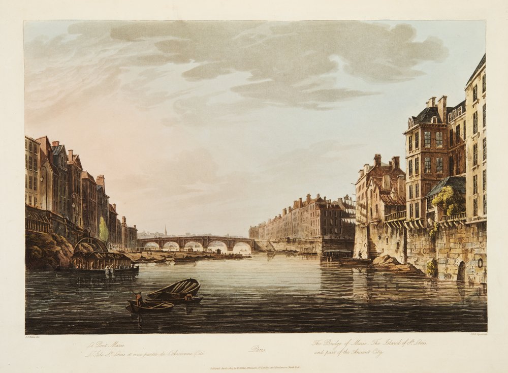 The Bridge of Marie, The Island of St Louis and part of the Ancient City, illustration from Versailles, Paris and Saint Denis, published 1807 by John Claude Nattes