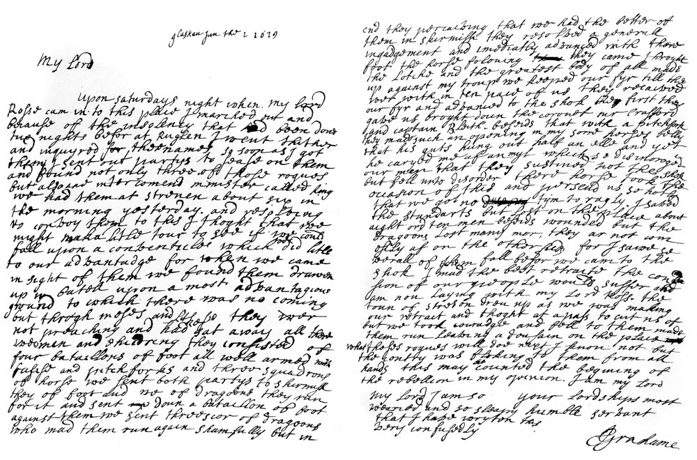 A Letter from Graham of Claverhouse, Viscount Dundee, 1629
