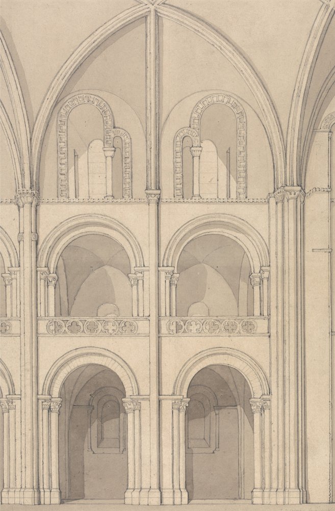 Perspective Elevation of Part of the Abbey Church of Saint Stephen at Caen, Normandy by John Sell Cotman