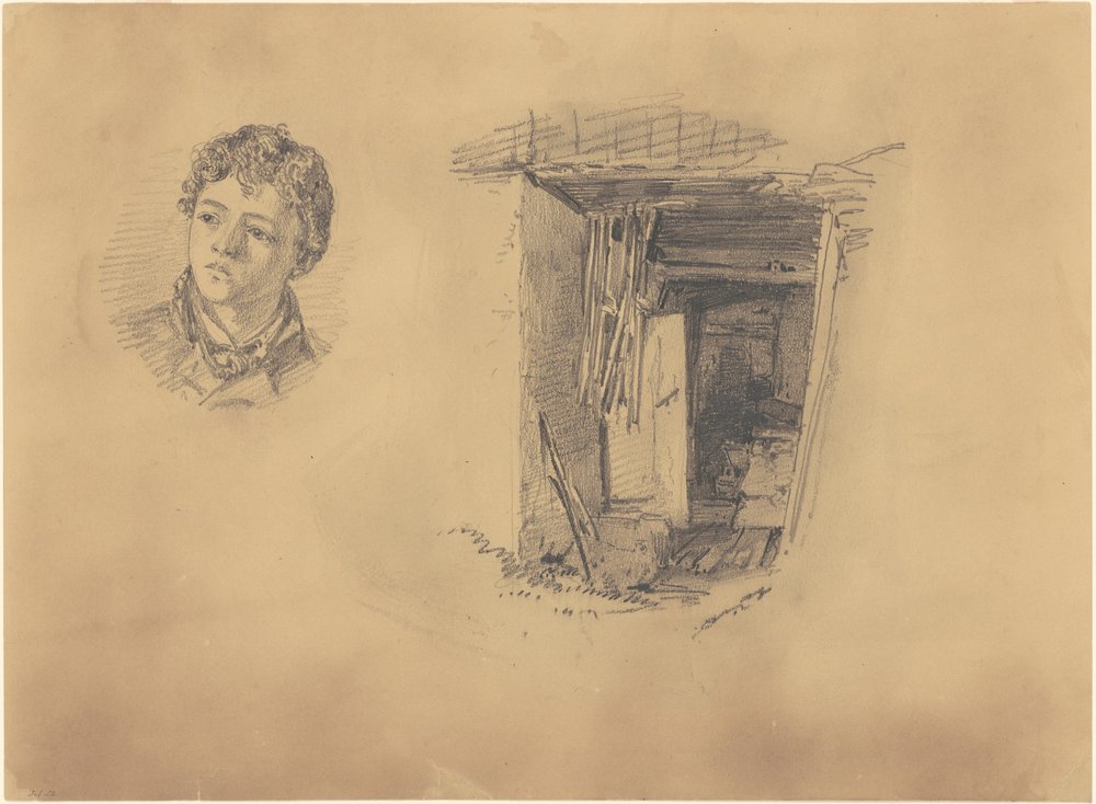 Head of a Boy, and the Entrance to a Shack, 1871