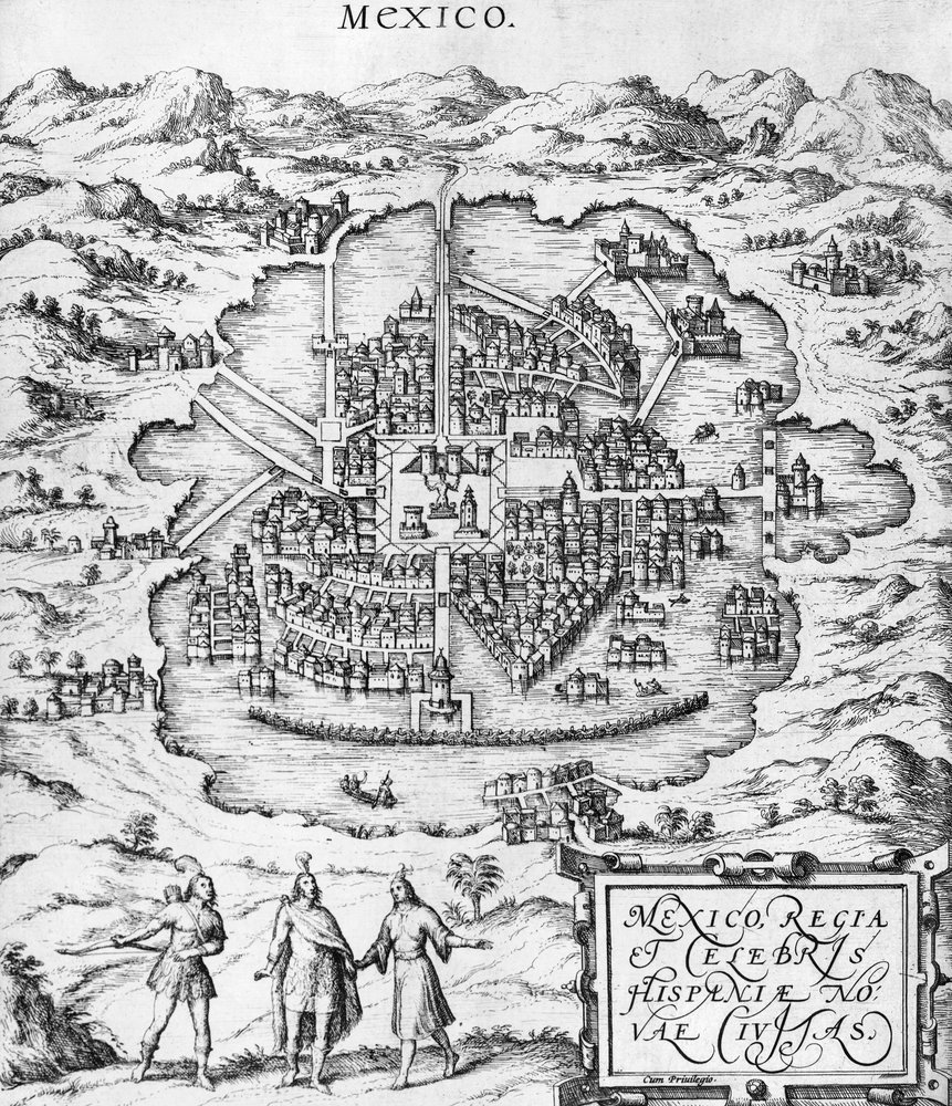 Map of Mexico, illustration from 'Civitates Orbis Terrarum' by Georg ...