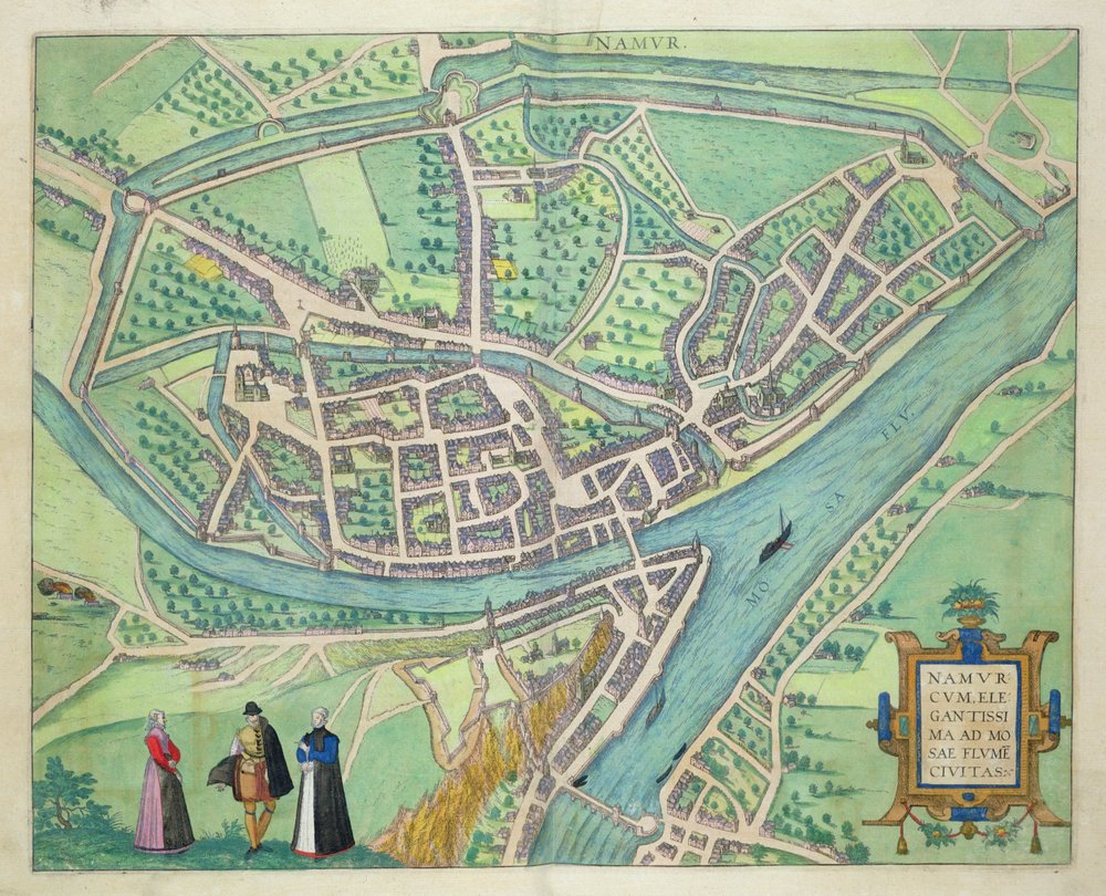 Map of Namur, from 'Civitates Orbis Terrarum' by Georg Braun and Frans ...