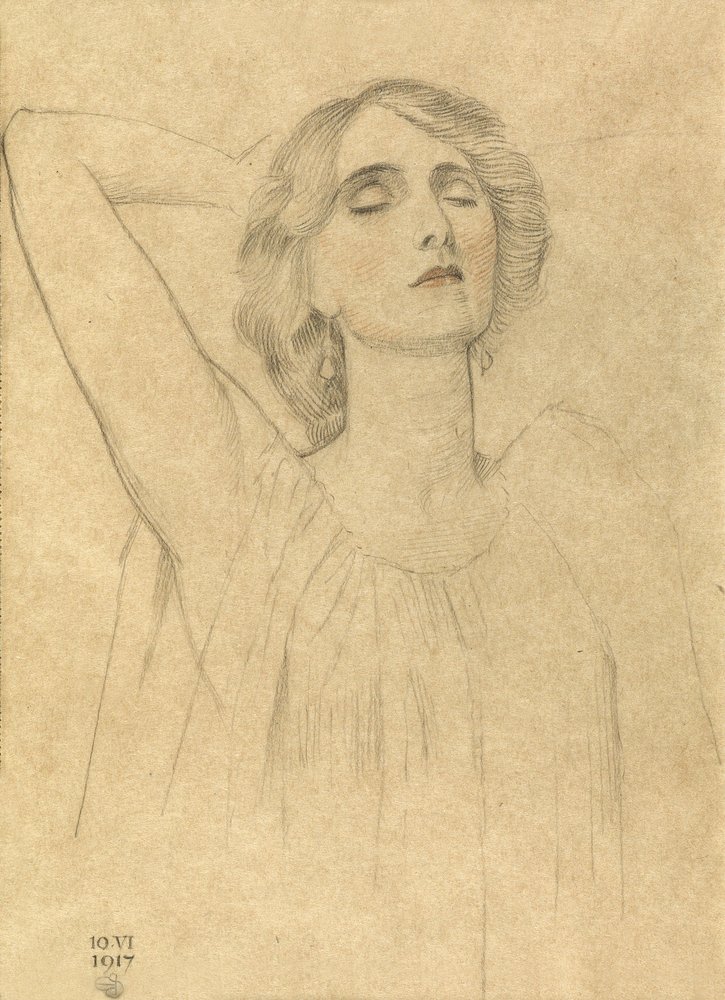 Sketch of a woman by Joseph Edward Southall