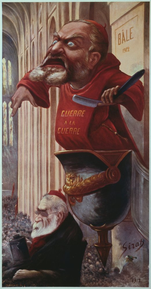 Caricature of Jean Jaurès and Édouard Vaillant at the congress of the Second Socialist International held in Basel, 1912 by Joseph Sirat