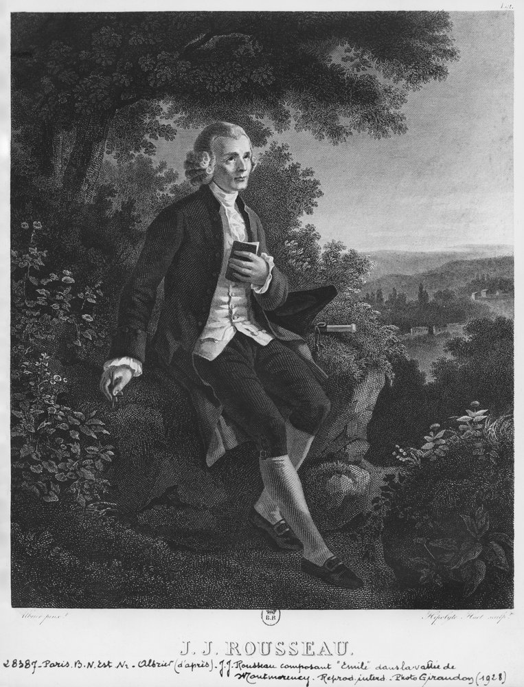 Jean-Jacques Rousseau Composing 'Emile' in Montmorency Valley, engraved ...