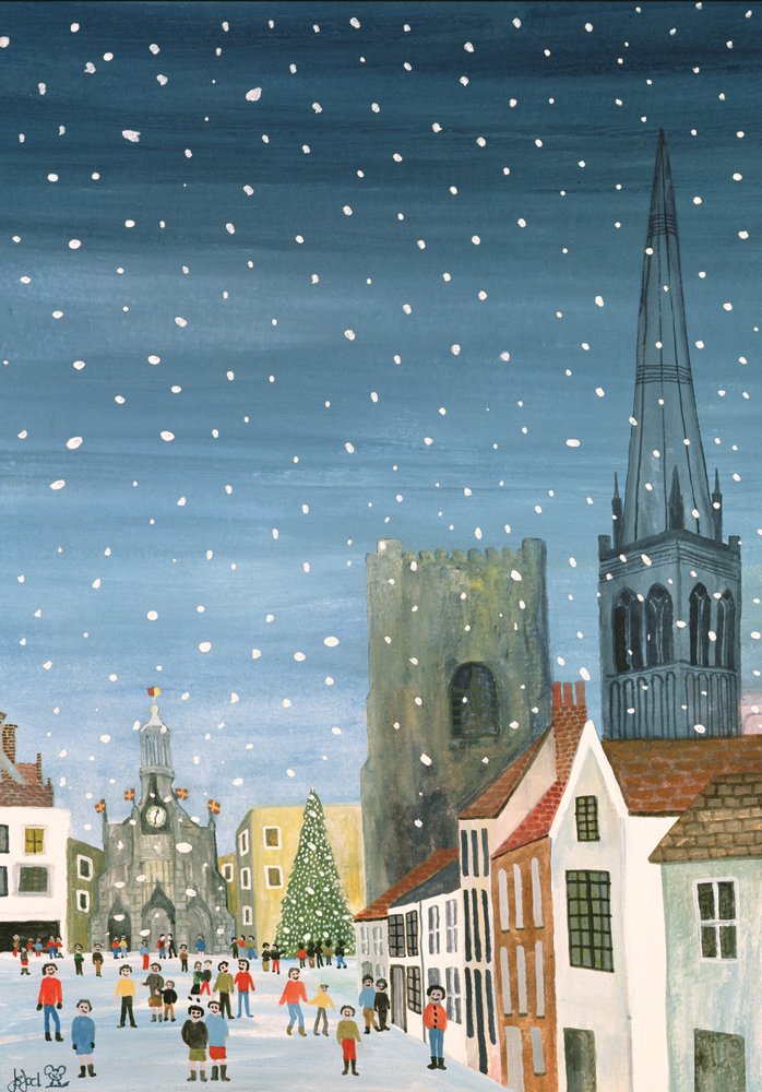 Chichester Cathedral, a snow scene by Judy Joel