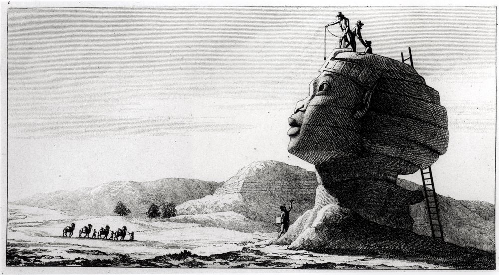 The French measuring the sphinx, from Voyage en Egypte by Dominique ...