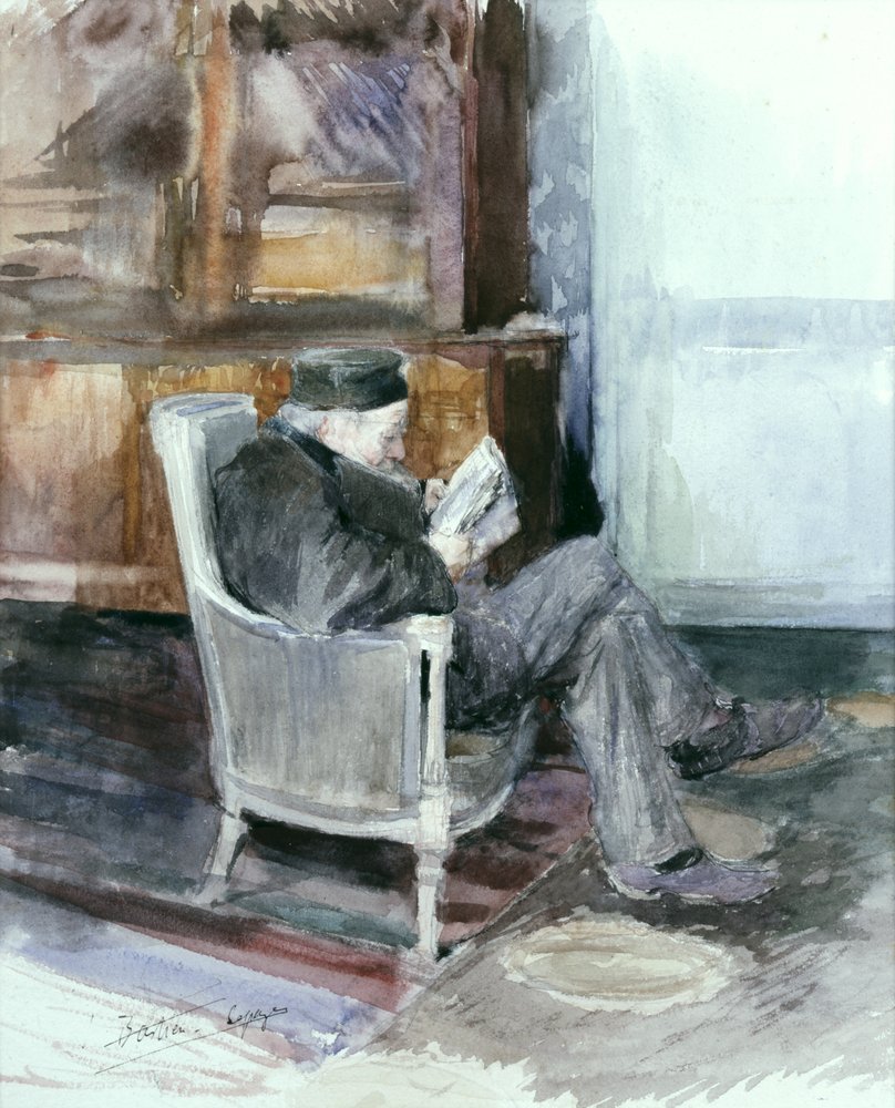 Old man sitting in an armchair by Jules Bastien-Lepage