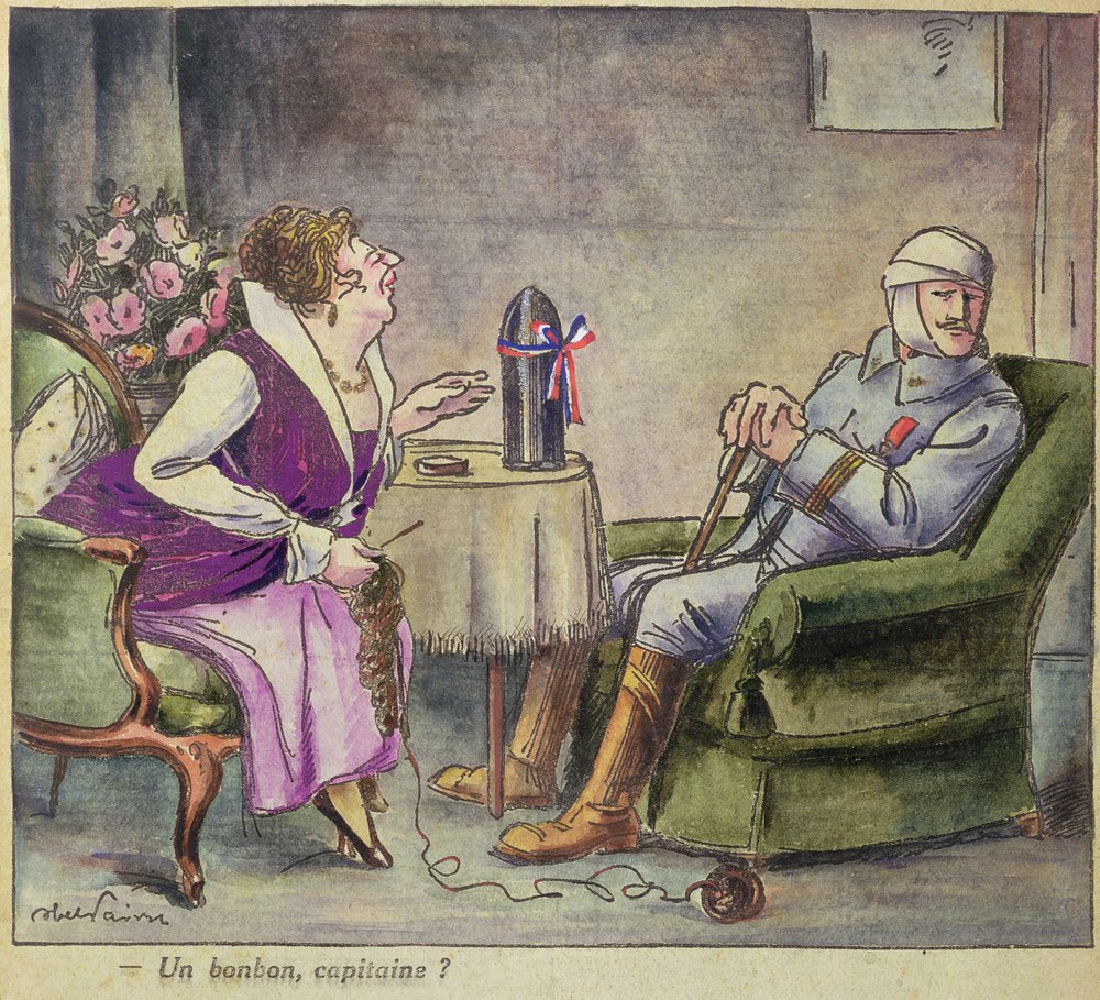“A Sweet, Captain”, First World War caricature by Jules Abel Faivre