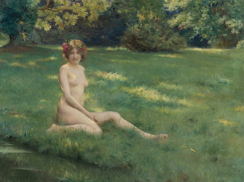A Nude on the Lawn (The Laughing Maid) by Julius Leblanc Stewart