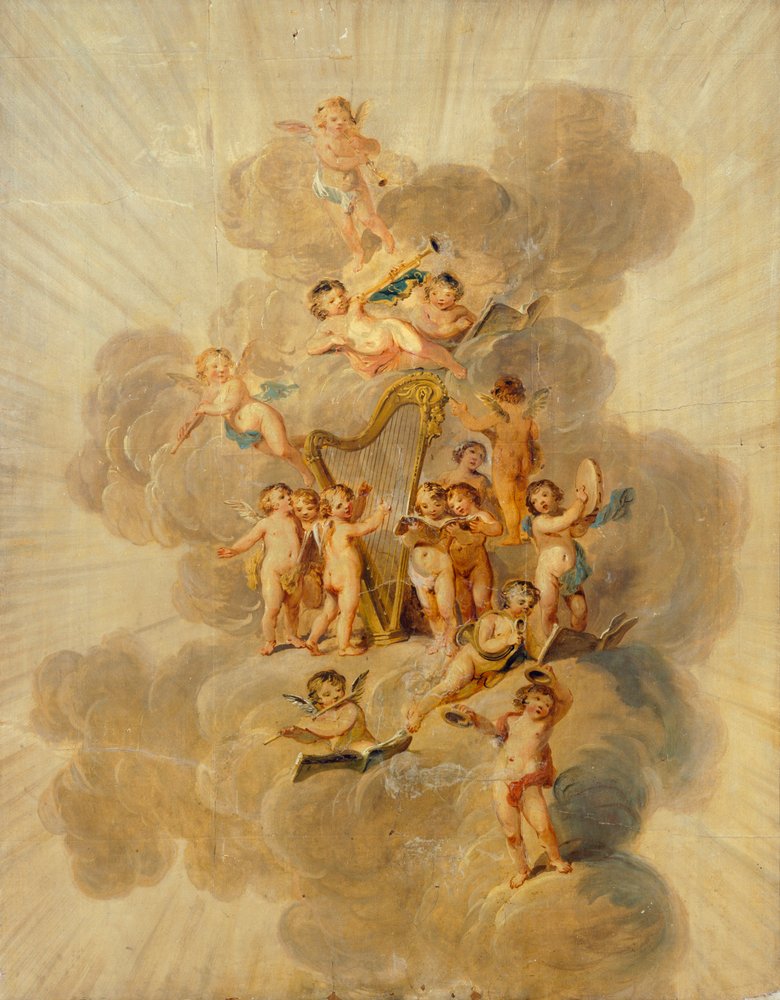 Winged Cherubs with Musical Instruments, late 18th or early 19th century