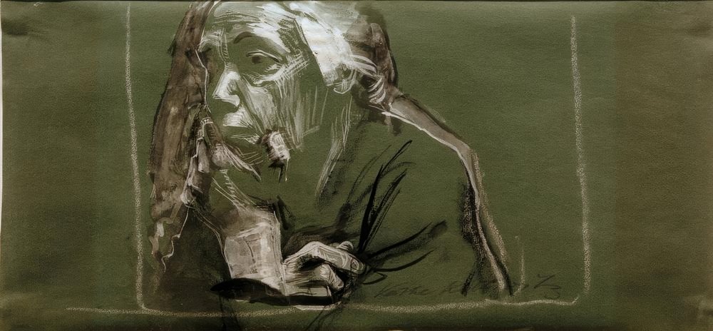 Self-Portrait Facing Left with Hand on Chin by Käthe Kollwitz