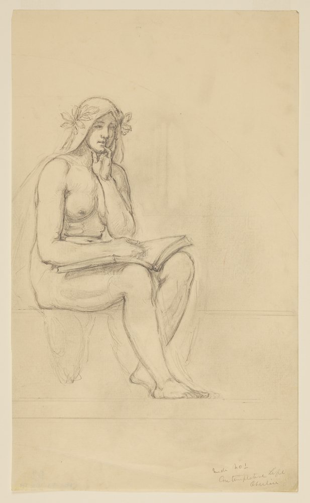 Nude Study for "The Contemplative Life" for Lunette in the Administration Building, Oberlin College, Oberlin, OH by Kenyon Cox