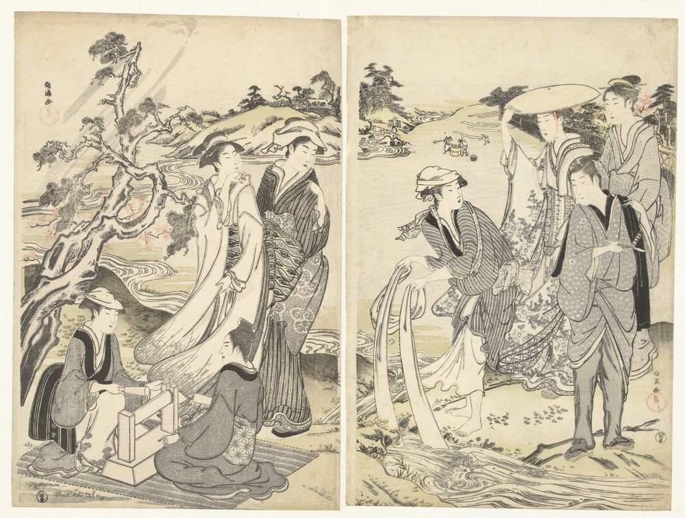 Women Washing Along the Six Tama Rivers by Kubota Shunman