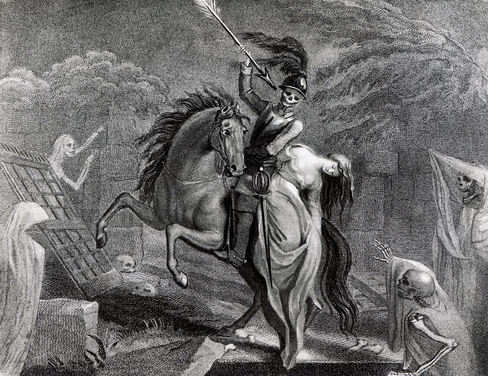 Lenore Riding with Death, Illustration for the Poem Lenore by Gottfried ...