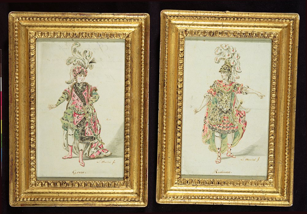 Designs for a Greek and a Roman Opera Costume by Leonardo Marini