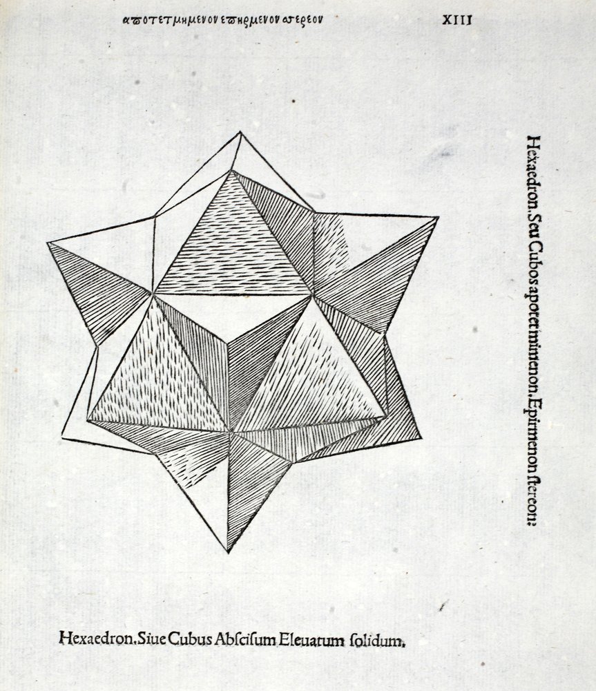 Hexaedron abscisum elevatum solidum, illustration from 'Divina ...