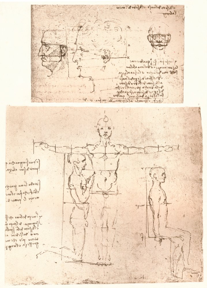 Two Drawings Illustrating the Theory of the Proportions of the Human Figure by Leonardo da Vinci