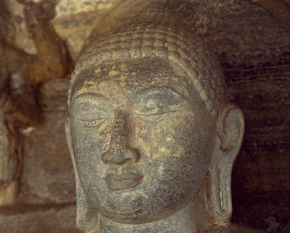 Detail of statue of Buddha of Gal Vihara, Polonnaruwa, Sri Lanka ...
