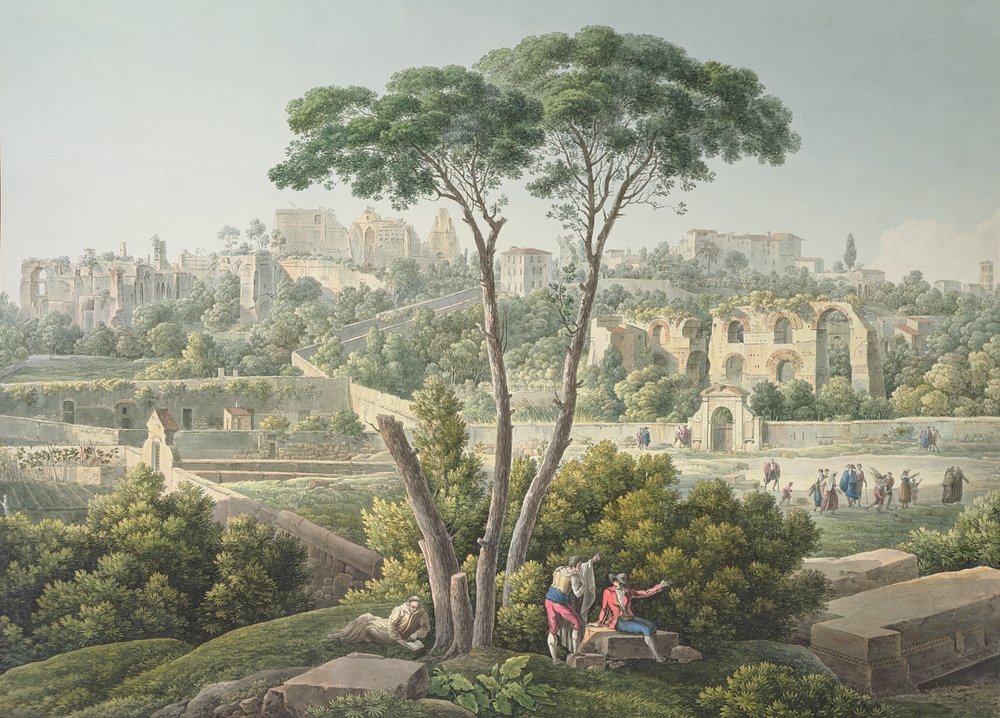 View of the Palatine Hill in Rome, with the ruins of the Palace of the Caesars in the background by Louis Francois Cassas