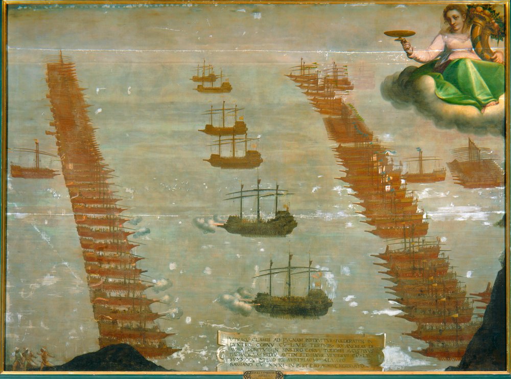 The Naval Battle of Lepanto in 1571 by Luca Cambiaso