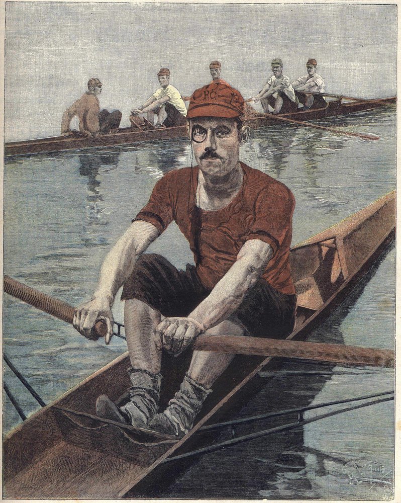 Rowing Race in France. Illustration by Luque, from French newspaper Le ...