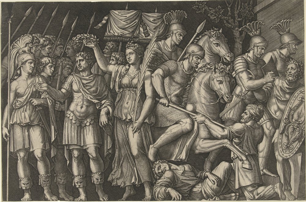 Emperor Trajan Crowned by Victoria Next to Female Personification of ...