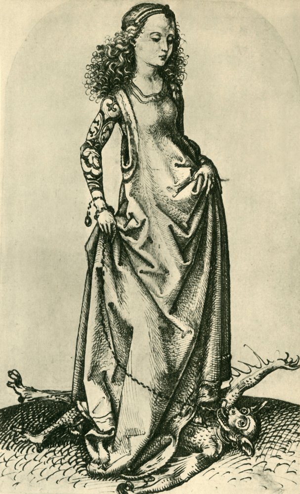St Margaret trampling a demon, mid-late 15th century, 1943 by Martin Schongauer
